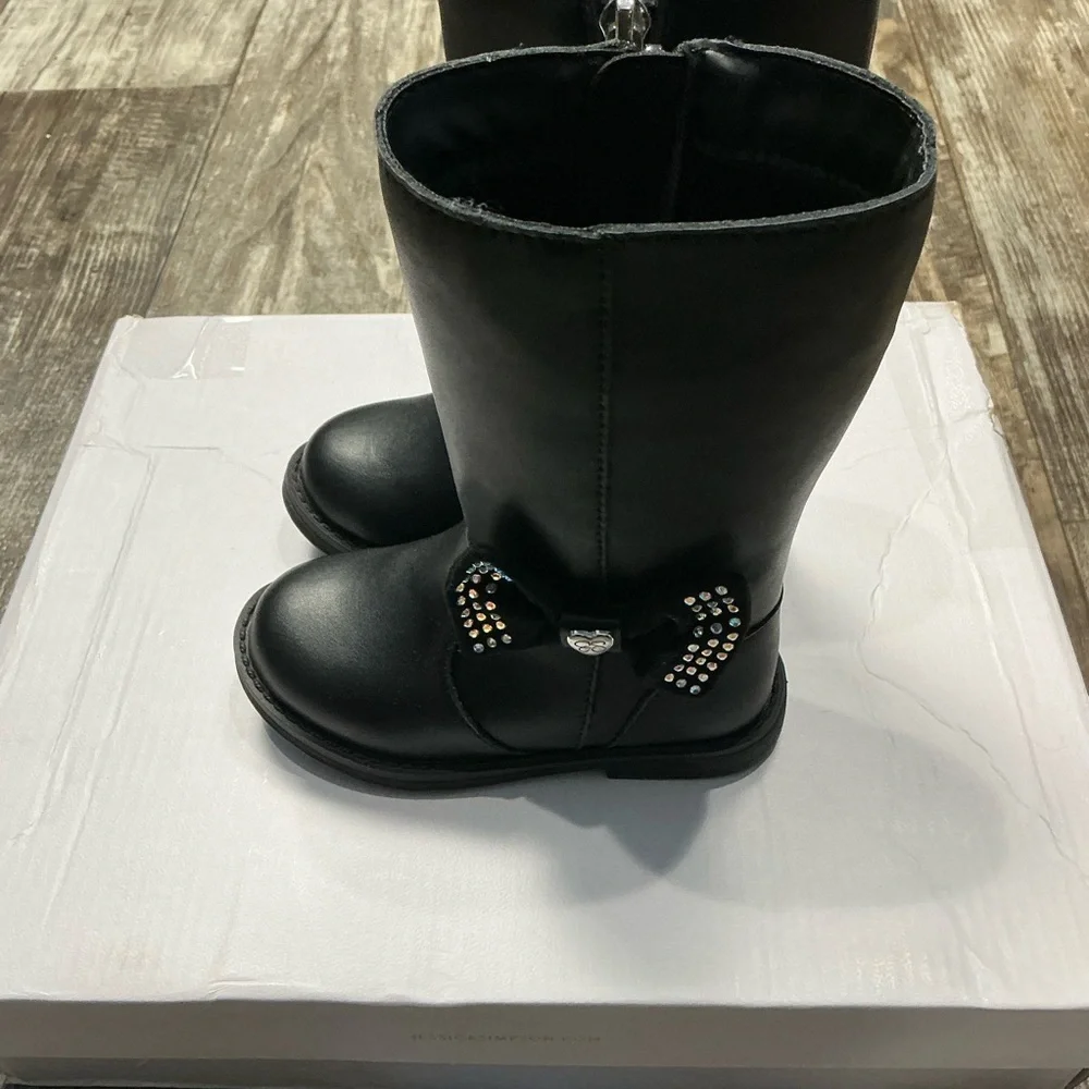 Jessica Simpson Black Little Girls' Mid-Calf Boots with Bow Size 7